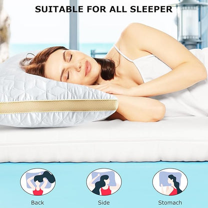 Cooling Pillows King Size Set of 2, Luxury Hotel Down Alternative King Size Pillows, Supportive Gusseted King Pillows, Medium Firm Bed Pillows for Sleeping, 2 Pack Washable King Pillows