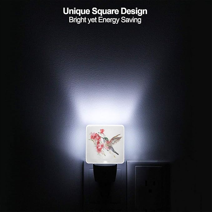 Funny Hummingbird Plug in Night Light Plug into Wall LED Nightlight Auto Sensor Dusk to Dawn lamp for Kids Girls Room Bedroom Bathroom Nursery Kitchen Hallway Stairs Home Decorative