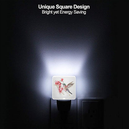 Funny Hummingbird Plug in Night Light Plug into Wall LED Nightlight Auto Sensor Dusk to Dawn lamp for Kids Girls Room Bedroom Bathroom Nursery Kitchen Hallway Stairs Home Decorative