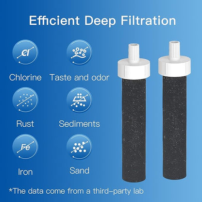 Water Bottle Filter, Replacement for Brita® BB06, Brita® Hard Sided, Stainless Steel and Plastic Bottle Filter, Reduces Chlorine, BPA-Free, Last Up to 2 Months or 40 Gallons (Pack of 2)