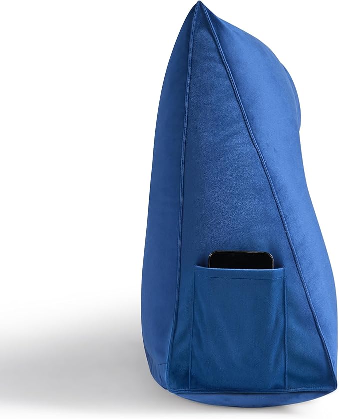 Headboard Pillow King - Bed Wedge Pillow for Headboard - Large & Versatile Triangle Cushion Reading Support Pillow, King - 76", Blue