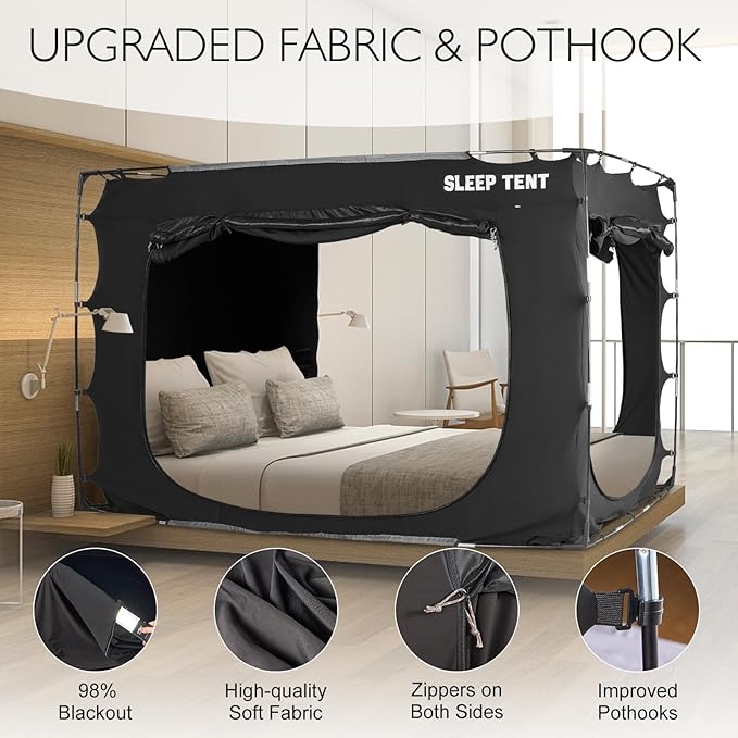Bed Tent Canopy Bunk Twin Size for Adult and Kids Portable Dream Tent Indoor Sleeping Tents 98% Blackout,Breathable Privacy Space on Bed with Three Doors (Mattress Not Included)