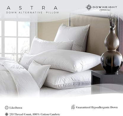 Downright 233 Thread Count 44 oz Astra LikeDown Pillow, 20" x 36", King 20 x 36
