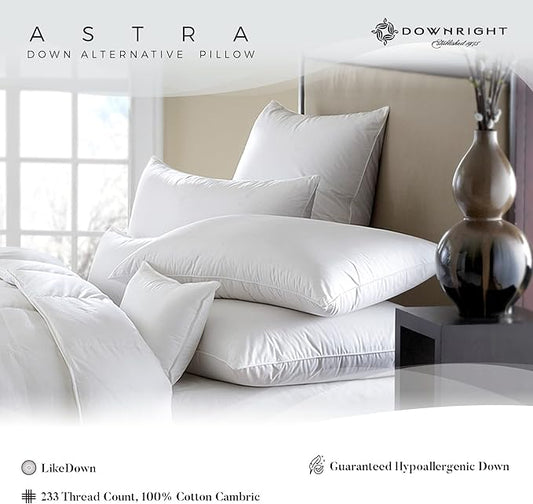 Downright ASTR-ST-MED-COM 233 Thread Count 24 oz Astra LikeDown Pillow, 20" x 26", Standard 20 x 26