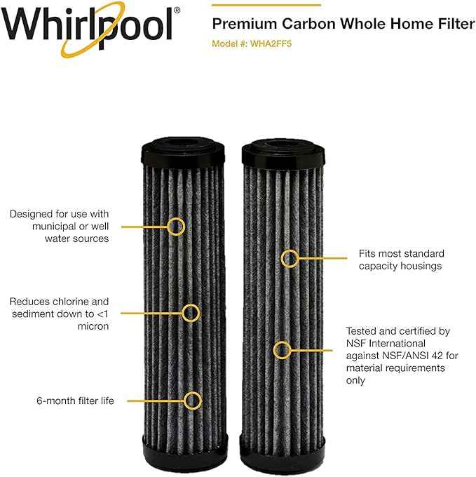 Whirlpool WHA2FF5 Water Filter, Black (Pack of 2)