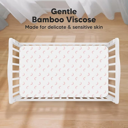 2-Pack Crib Sheets for Boys,Girls - Viscose Derived from Bamboo Fitted Crib Sheet, Organic Baby Crib Sheets, Crib Mattress Sheet,Toddler Bed Sheets,Baby Sheets for Crib Fitted Sheets(Dreamland)