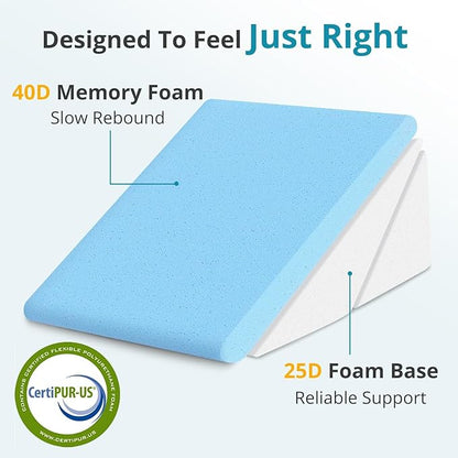 Sasttie Wedge Pillow for Sleep Apnea, 10 Inch Adjustable Bed Wedge Pillow for Back Pain, Acid Reflux Relief, Memory Foam Triangle Pillow Wedge for Sleeping, Post Surgery, Knee Elevation, Light Grey