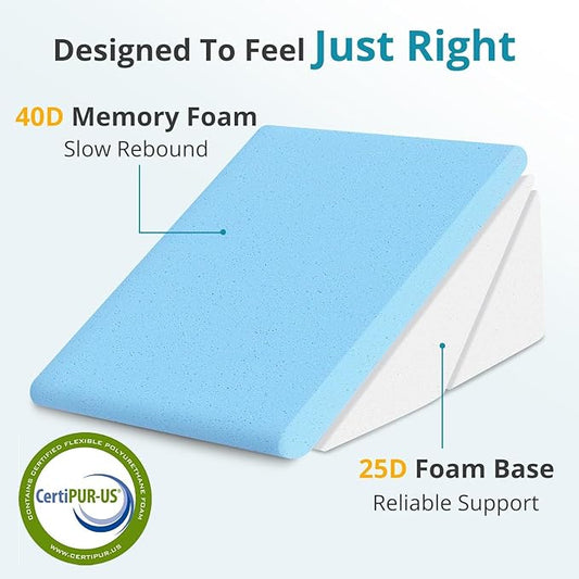 Sasttie Wedge Pillow for Sleep Apnea, 10 Inch Adjustable Bed Wedge Pillow for Back Pain, Acid Reflux Relief, Memory Foam Triangle Pillow Wedge for Sleeping, Post Surgery, Knee Elevation, Light Grey