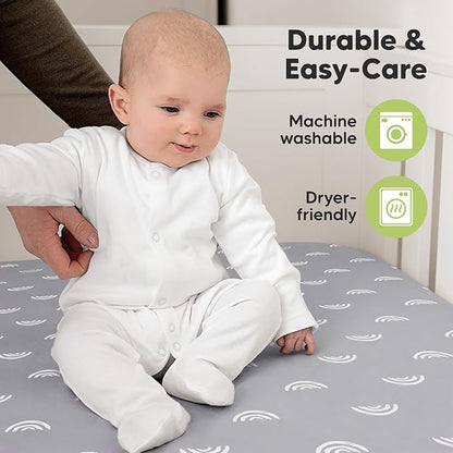 2-Pack Organic Crib Sheets for Boys, Girls - Jersey Fitted Crib Sheet, Baby Crib Sheets Neutral, Crib Mattress Sheet, Cotton Crib Sheets, Breathable Crib Sheet, Baby Mattress Sheets (Rainbow)