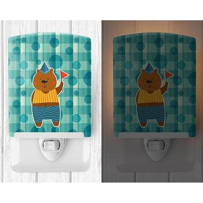 Caroline's Treasures BB6769CNL Celebration Bear Ceramic Night Light Compact, UL-Certified, Ideal for Bedroom, Bathroom, Nursery, Hallway, Kitchen, 6x4x3, Multicolor