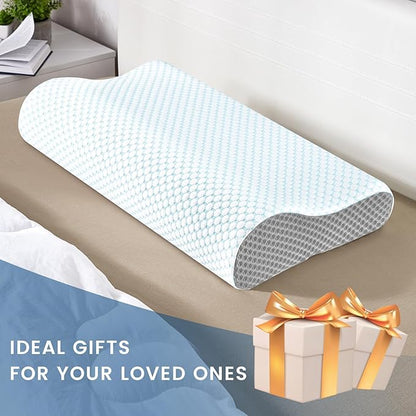Memory Foam Pillows Neck Pillow Bed Pillow for Sleeping, Ergonomic Cervical Pillow for Neck and Shoulder Pain Relief,Orthopedic Contour Pillow for Side Back Stomach Sleeper