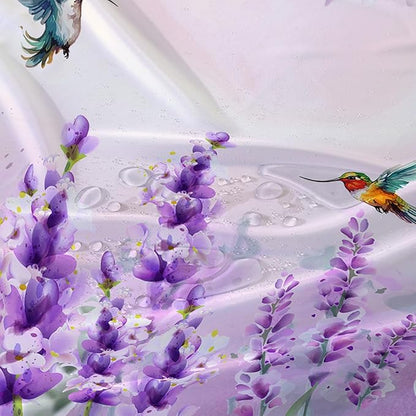 AILONEN Waterproof Floral Shower Curtain for Bathroom,Purple Pink Wisteria Lavender Flowers Shower Curtain,Botanical Floral Decor Bathroom Polyester with Grommets and Hooks 48" W*72" H