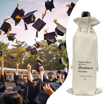 HOIJAUMAI Masters Degree Graduation Gifts Masters Graduation Gift Graduation Wine Bag Pairs Well with a Bachelor's Degree Wine Gift Bags for Women Men