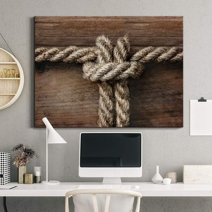 Renditions Gallery Canvas Nautical Wall Art Modern Decorations Paintings Rope Closeup Knot Abstract Vibrant Wooden Maritime Sailor Artwork Prints for Bedroom Office Kitchen - 24"x36" LT33