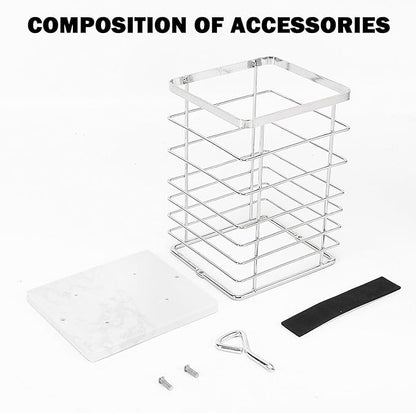 Square Kitchen Utensil Holder, Sturdy Metal Rack for Countertop Storage, Cooking Tools Organizer with Drainage Hole, Stylish Utensil Caddy for Effortless Kitchen Organization, with Marble Base