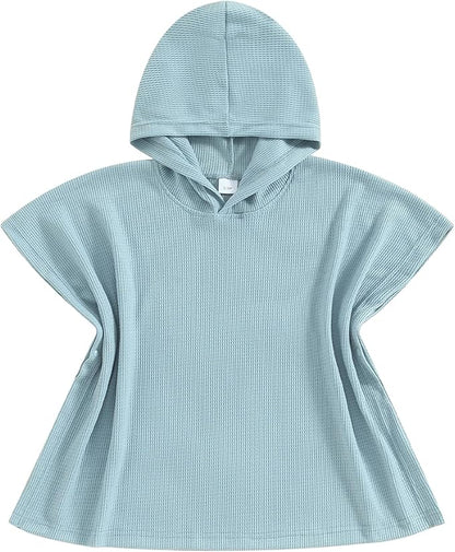 Toddler Beach Towel with Hood Kids Waffle Swim Cover Up Bath Towel Surf Poncho Boys Girls Hooded Beach Towel (Blue, 3-4 Years)
