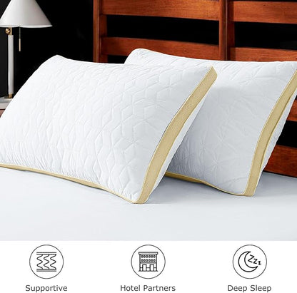 Cooling Pillows King Size Set of 2, Luxury Hotel Down Alternative King Size Pillows, Supportive Gusseted King Pillows, Medium Firm Bed Pillows for Sleeping, 2 Pack Washable King Pillows
