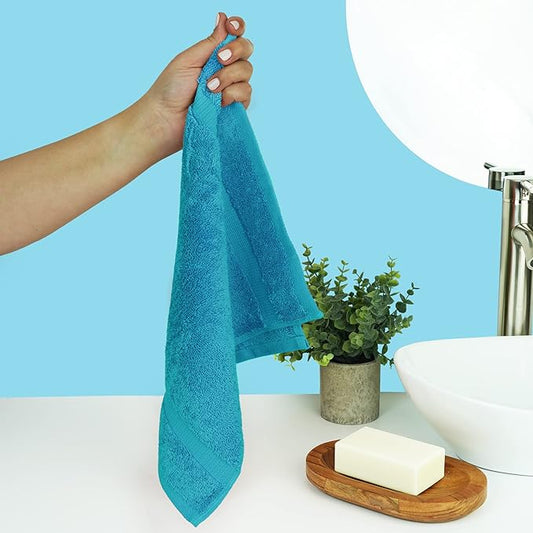 Chakir Turkish Linens |Hotel & Spa Quality 100% Cotton Premium Turkish Towels | Soft & Absorbent (12-Piece Washcloths, Aqua)