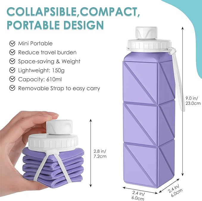SPECIAL MADE Collapsible Water Bottles Cups Leakproof Valve Reusable BPA Free Silicone Foldable Travel Water Bottle Cup for Gym Camping Hiking Travel Sports Lightweight Durable