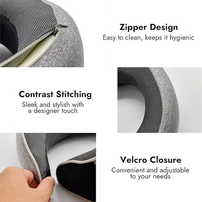 incemer® Premium Travel Pillows for Airplanes, Memory Foam Neck Pillow Airplane Pillow, Travel Neck Pillows for Airplanes, Head Support Soft Pillow for Sleeping Rest (Grey)