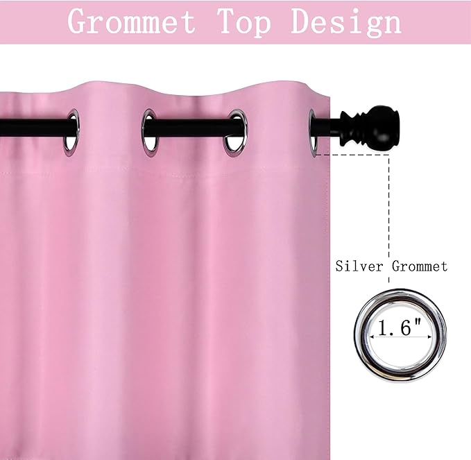 Pink Valance for Girls Bedroom Blackout Grommet Top Valance Window Treatment for Living Room Short Straight Drape Valance for Nursery Baby Girls Room 70X18 1 Panel