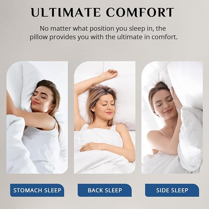 JOLLYVOGUE Pillows Standard Size Set of 2, Bed Pillows Set of 2, Cooling and Supportive Pillows with Super Soft Down Alternative Fill, Luxury Fluffy Hotel Quality for Side, Back, and Stomach Sleepers