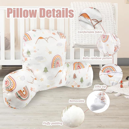 Judetye Reading Pillow for Kids, Back Rest Pillow for Sitting in Bed, Arm Pillow for Sofa and Floor, Lightweight and Machine Washable, Rainbow