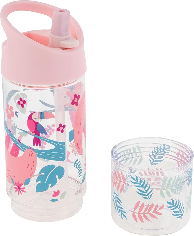 Stephen Joseph SIP and Snack Sloth Bottle Combo Bottle 350ml + Snack Cup 104ml, 2.5”x 8.25” (6.3cm x 2cm), Pink
