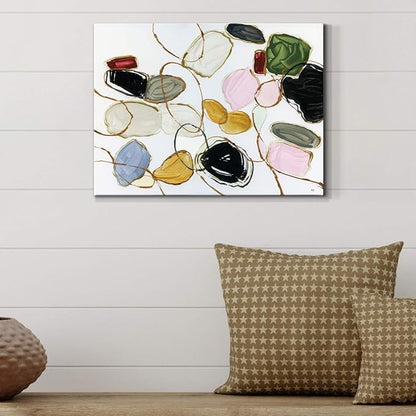 Renditions Gallery Canvas Wall Art Modern Paintings Decorations Colorful Brushstroke Jewels Abstract Watercolor Wall Hanging Artwork Prints for Bedroom Office Kitchen - 8"x12" LT33