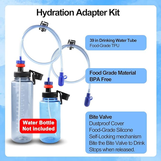 Hydration Adapter Kit for Nalgene Water Bottle with Cap, Compatible with 32/48 oz Wide Mouth Water Bottles, Outdoor Sports Accessories, Use for Camping, Cycling, Hiking(Red)