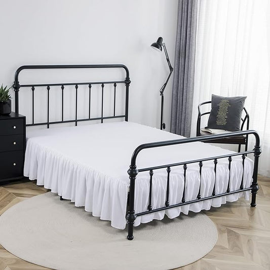 Bed Skirt King Size Ruffled Bed Skirts with Split Corners, 22 Inch Drop Dust Ruffle Bed Skirt with Platform, White, King - 22" Drop