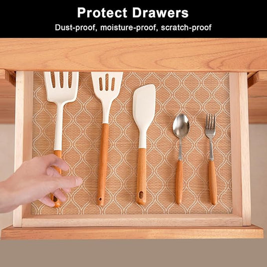 Cooyes Shelf Liner Drawer Liners, Shelf Liners for Kitchen Cabinets, Non Adhesive Cabinet Liner, EVA Waterproof Oil-Proof Non-Slip Refrigerator Liners for Shelves (Transparent, 24 Inches x 20 FT)