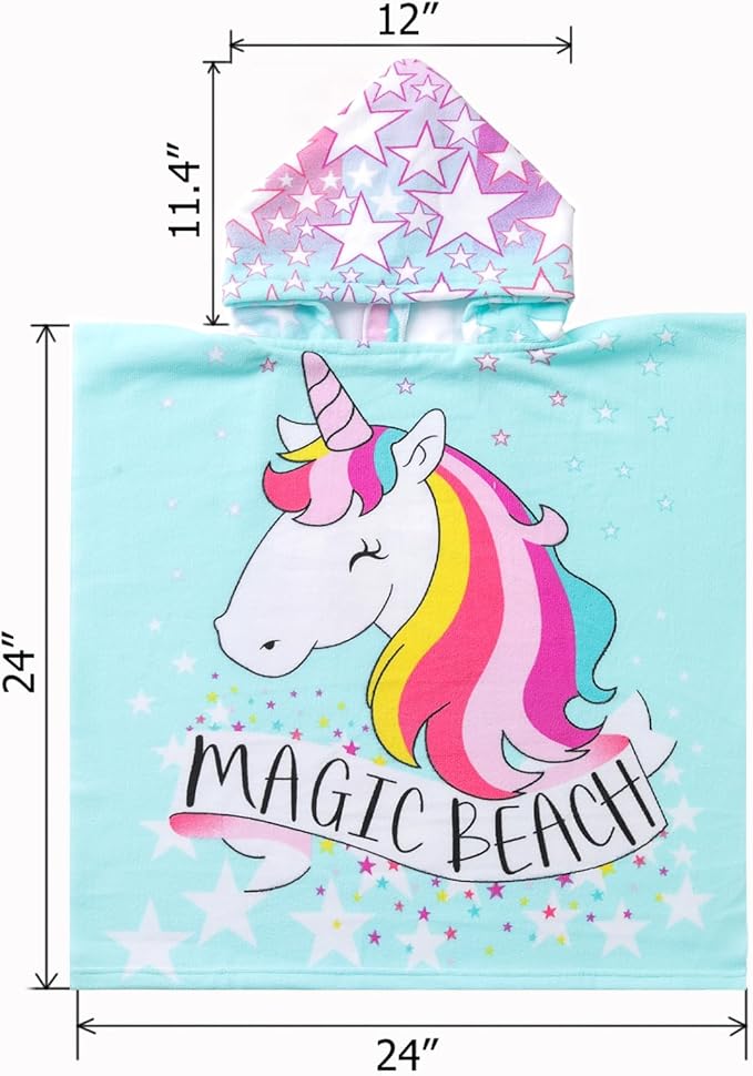 NovForth Kids Beach Towel for Boys Girls, Hooded Bath Towel Wrap, Toddler Pool Towel with Hood