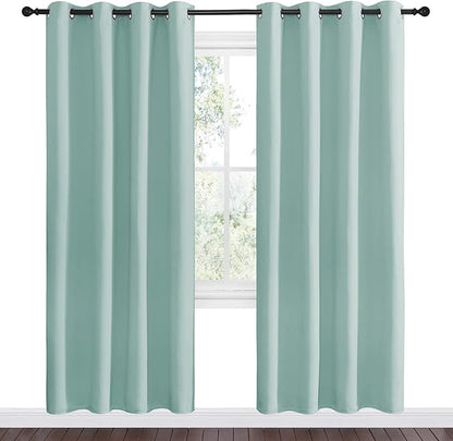 NICETOWN Aqua Blue Blackout Curtains 78" Long for Office, Dining Room, Guest Room, Sound Reducing Heat and Cold Block Curtain Panels for Modern Room Decorative (55" Wide by 78" Long, 2 Pieces)
