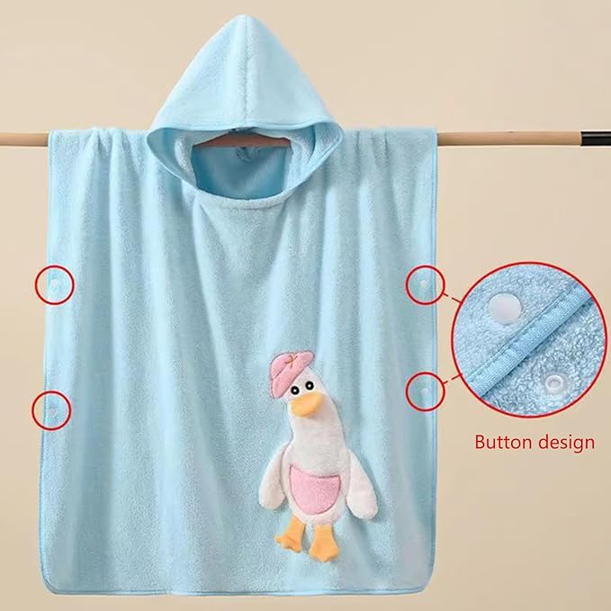 Toddler Beach Towel with Hood Kids Waffle Swim Cover Up Bath Towel Surf Poncho Boys Girls Hooded Beach Towel (C Blue, One Size)