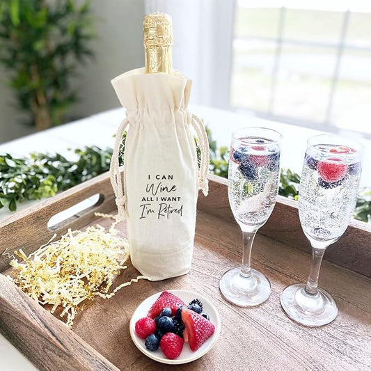 Andaz Press Retirement Wine Bag, I Can Wine All I Want Wine Bottle Cover, Funny Retirement Gifts Canvas Wine Bag Champagne Bottle Bag Wine Bottle Gifts Retirement Gifts For Men, Women, Boss, 1-Pack