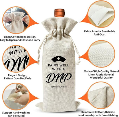 DNP Degree Gift Wine Bag, Nurse Day Nurse Week Gift, Med School Graduation Party Gift For Doctor Nurse, Nursing School Graduation Party Decoration, Cool Gift for Nurse, Reusable Burlap Wine Bag