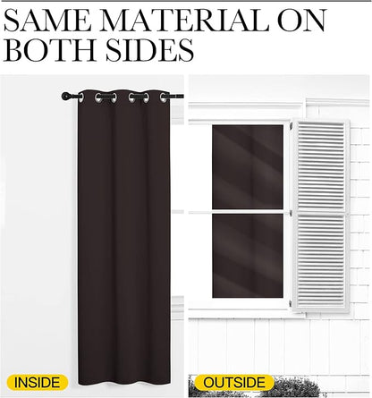 NICETOWN Blackout Curtain Panels for Bedroom Window, Triple Weave Microfiber Energy Saving Thermal Insulated Solid Grommet Blackout Draperies and Drapes(One Pair, 34 inches by 72 inches, Toffee Brown)