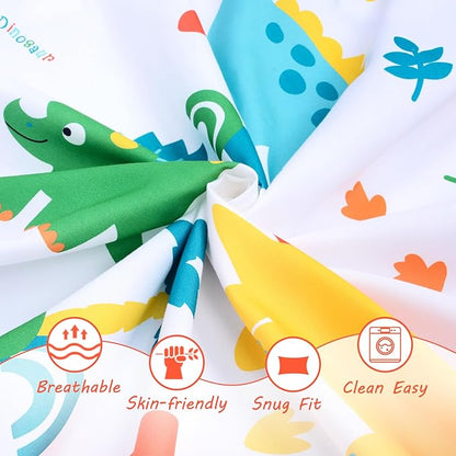 JISEN Baby Crib Sheets 2 Piece Portable Fitted Crib Sheet for Standard Crib and Toddler Mattresses Nursery Bed Decor for Boys Girls 28x52 Inch White/Black Dinosaurs