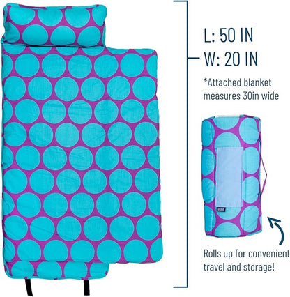 Wildkin Original Nap Mat with Reusable Pillow for Boys & Girls, Ideal for Sleepovers, Equipped with Hook & Loop Fastener, Made from Cotton Blend Materials - Nap Mat for Kids
