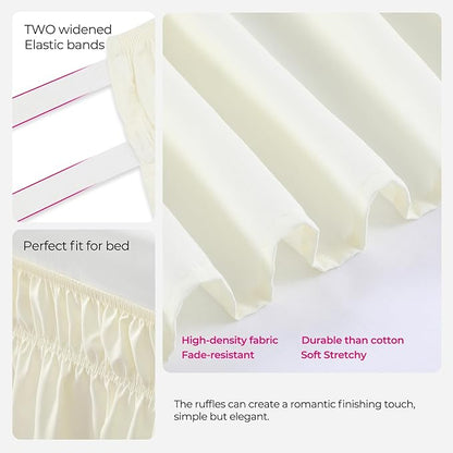 RIMELA Bed Skirt King Size 15 Inch Drop, Wrap Around Elastic Bedskirt Solid Microfiber Luxury Hotel Quality Fabric, Easy to Install Machine Washable Wrinkle & Fade Resistant, Cream