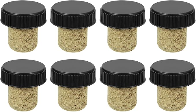 uxcell 8Pcs T-shaped Stoppers, 0.75inch Diameter Cork Wine Stopper Reusable Wine Bottle Corks Sealing Plug for Wine Beer Beverage Bottle Crafts, Black