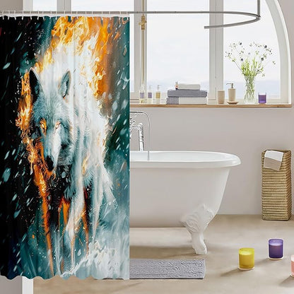 Feelyou Wolf Bathroom Shower Curtain Set Wolves Howling Bath Curtain Animal Wolves Shower Curtain Wolf Life Kids Bathroom Accessories Wild Animal 72"x84"