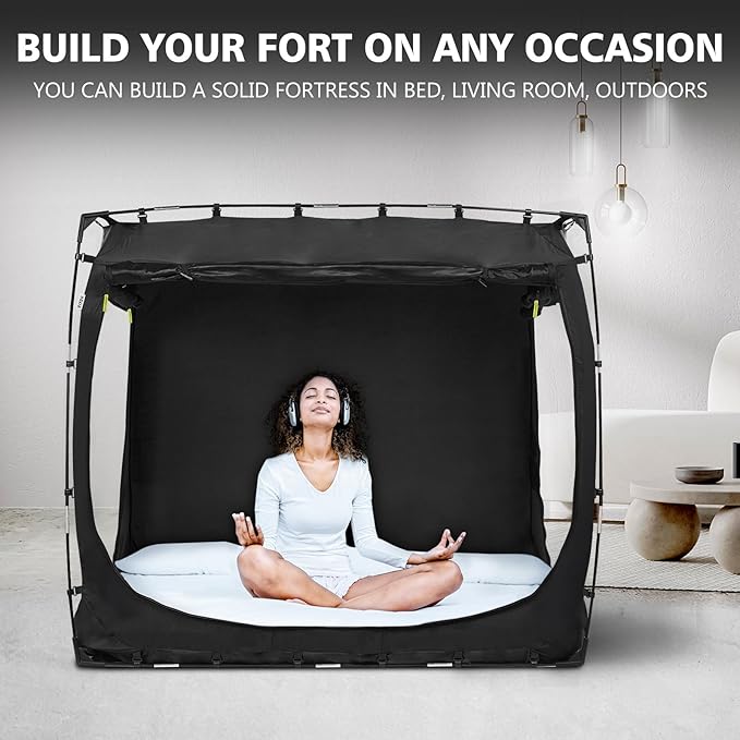Bed Tent Bed Canopy Queen Size Tents for Adult and Kids- Portable Dream Tent Indoor Sleeping Tents 70% Blackout with 3 Doors Breathable Big Space Tents