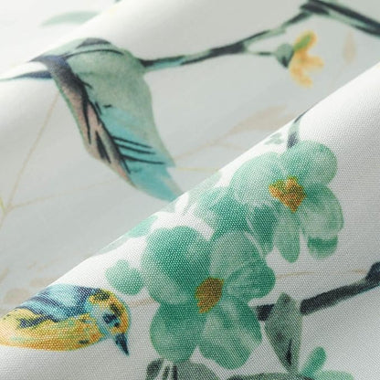 Leeva Kitchen Curtains 24 Inch Length Set, Green Bird Light Filtering Window Curtain Panels for Small Window Living Room Bathroom, 29 x 24 Inch, Rod Pocket
