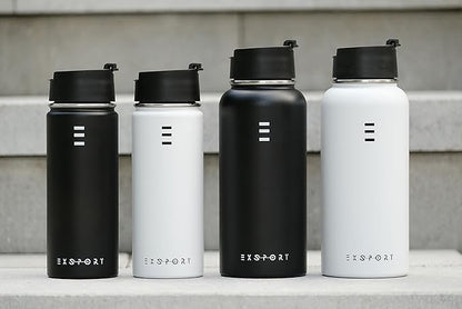 Stainless Steel Water Bottle - 32 Oz Water Bottle with Straw Lid, Coffee Lid, and Wide Mouth Lid - Double Insulated Water Bottle - Metal Water Bottle - Hot and Cold Insulated Thermos - (White)