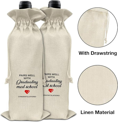 HOIJAUMAI Med School Graduation Gifts Med School Graduation Wine Bag Pairs Well with Graduating Med School Wine Gift Bags for Women Men