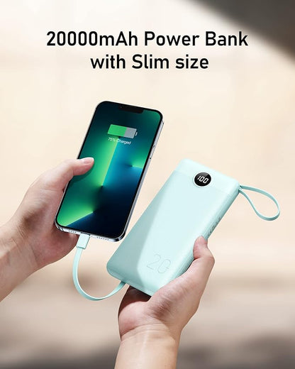 VEEKTOMX Portable Charger with Built-in Cables, 20000mAh Power Bank for iPhone, Fast Charging USB C Battery Pack, Travel Essentials Powerbank Compatible with iPhone 15/14/13, Samsung, Android, etc