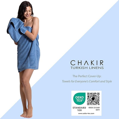 Chakir Turkish Linens | Hotel & Spa Quality 100% Cotton Premium Turkish Towels | Soft & Absorbent (4-Piece Washcloths, Wedgewood)
