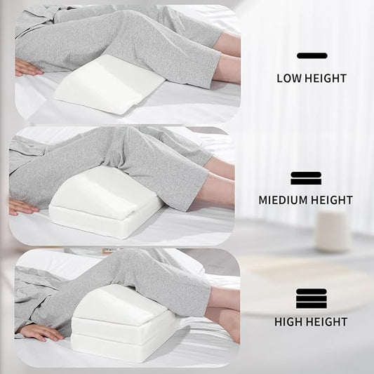 BALAPET 3-in-1 Adjustable Height Wedge Pillow, 7" Height Leg Knee Pillow for Side Sleepers & Aligns Spine, Supportive Bolster Pillow for Pregnancy Relieves Pressure Hip Leg Elevation, 22", White